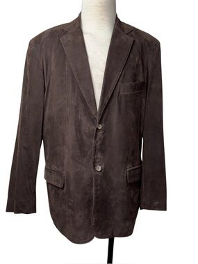 Remy Leather USA Blazer Sports Coat Mens Jacket Soft Suede Brown Size 42 Two But